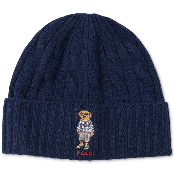 Polo Ralph Lauren Men's Holiday Bear Cable Beanie - Newport Na - Picture 1 of 2